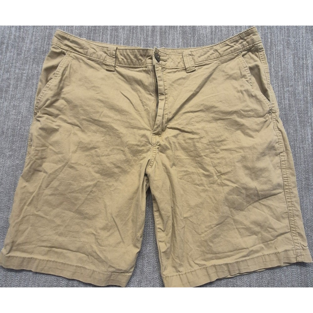 Magellan men's khaki chino short sz 36 flat front pockets Cotton stretch outdoor